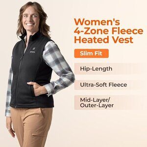 ORORO [Upgraded] Women's Heated Fleece Vest with Heated Collar and Battery